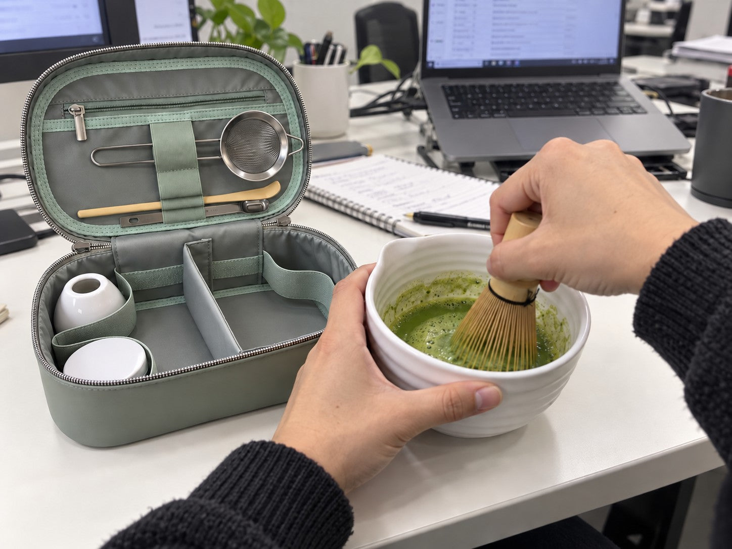 Styled matcha lifestyle inspiration: The desk-break upgrade.